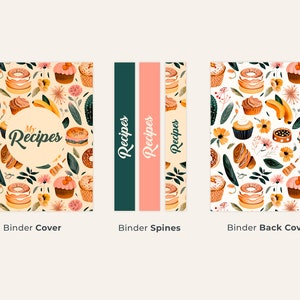 Recipe Binder Cover + Bonus Recipe Template includes Binder cover, Spines and Back Cover
