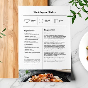 Plantilla de receta editable: plantilla de receta para Google Docs, MS Word y Canva, receta imprimible, plantilla de receta editable, plantilla de receta en formato PDF