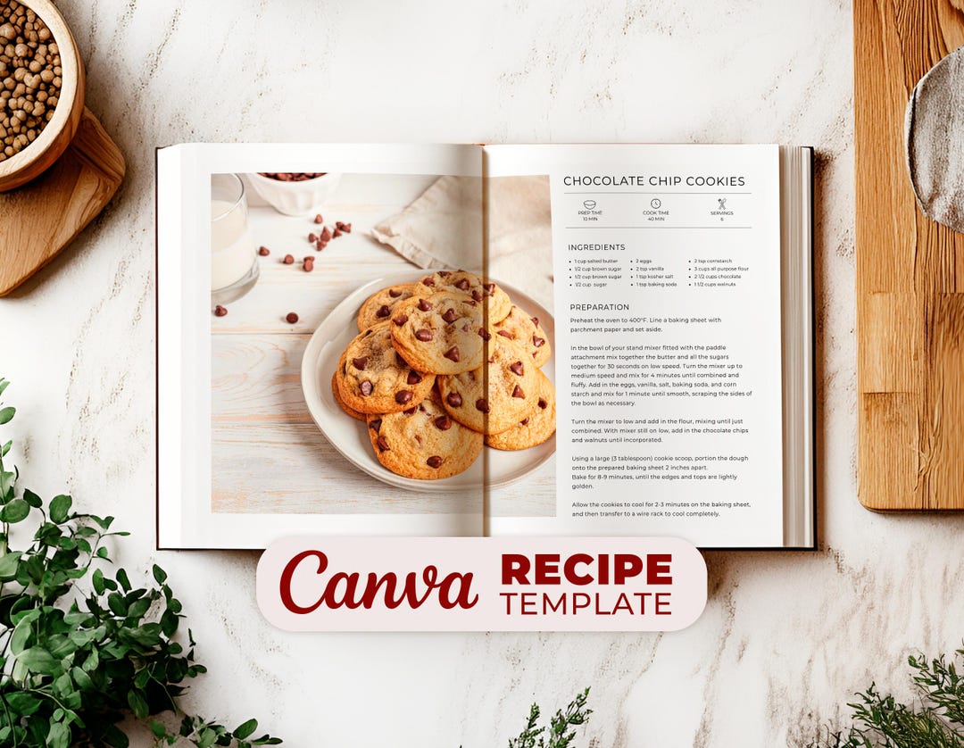 2 Pages Canva Editable Recipe Template, Printable Minimalist Recipe, Editable Recipe Template ...
