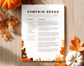 Vintage Thanksgiving Recipe Template: Editable Autumn Cookbook Page (Digital Download)