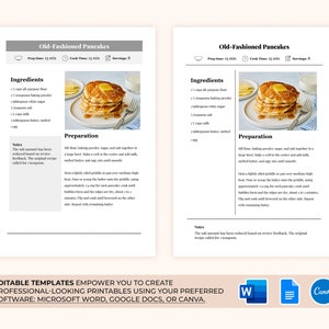 Editable Recipe With MS Word, Google Docs, and Canva Recipe Template, Printable Recipe, Editable ...