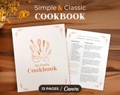 Editable Classic Family Recipe Book, Vintage Personalized Cookbook Binder (Canva Template)