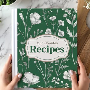 Elegante hoes receptenmap | Omslag receptenboek, omslag familiekookboek, digitale omslag, omslag kookboek, omslag kookboek met canvassjabloon