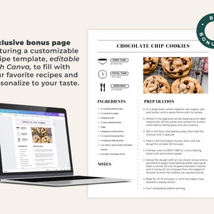 Recipe Binder Cover + Bonus Recipe Template editable with canvas