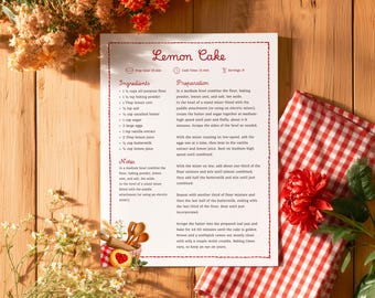Cozy Family Embroidered Page Editable with Canva, Red Farmhouse Recipe Template, Recipe Book Pages