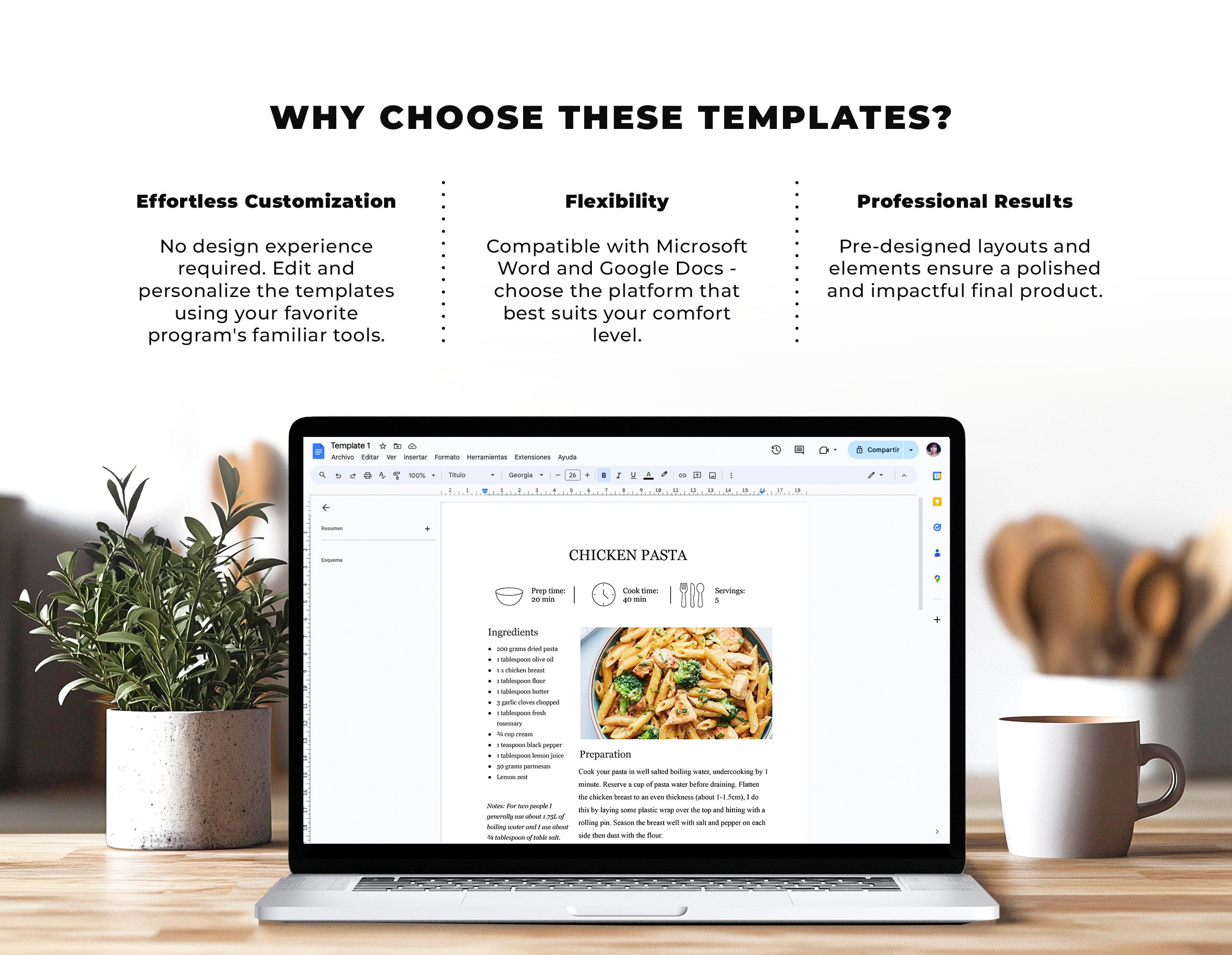 Static Recipe Post Editable Recipe Template: Printable Recipe Book Page, MS Word & Google ...