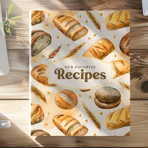Bread Custom Recipe Binder Cover: Canva Template and PDF (Digital Download)