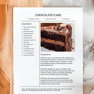 Static Recipe Post Editable Recipe Template: Printable Recipe Book Page With MS Word ...