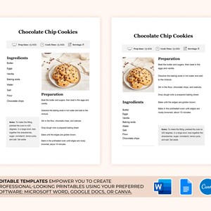 Editable Recipe With MS Word, Google Docs, and Canva Recipe Template, Printable Recipe, Editable ...