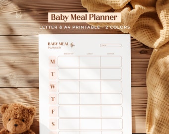 Baby Meal Planner Printable: Weekly Food Tracker Printable PDF (Digital Download)