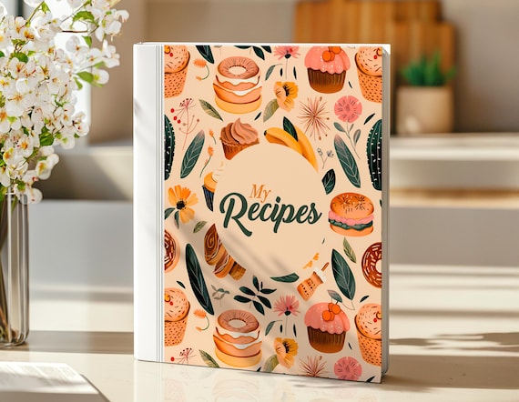 Vintage Desserts Recipe Book Binder Cover, Letter PDF (Digital Download)