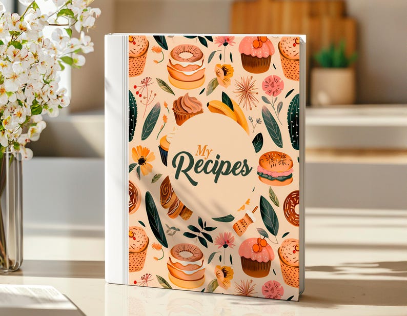 Vintage Desserts Recipe Book Binder Cover, Letter PDF
