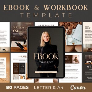 Black Minimalist Ebook Template: 80-Page Workbook, Course Creation Canva Template (Digital Download)