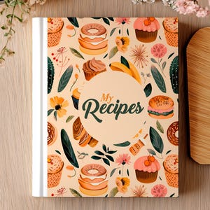 Vintage Desserts Recipe Book Binder Cover, Letter PDF