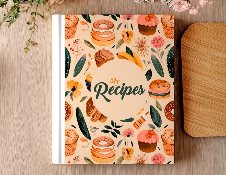 Vintage Desserts Recipe Book Binder Cover, Letter PDF