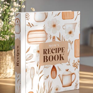 Omslag receptenboek voor moeder | Kitchen Elements omslag voor receptenmap, familiereceptmap, cadeau voor moeder, omslag met canvassjabloon