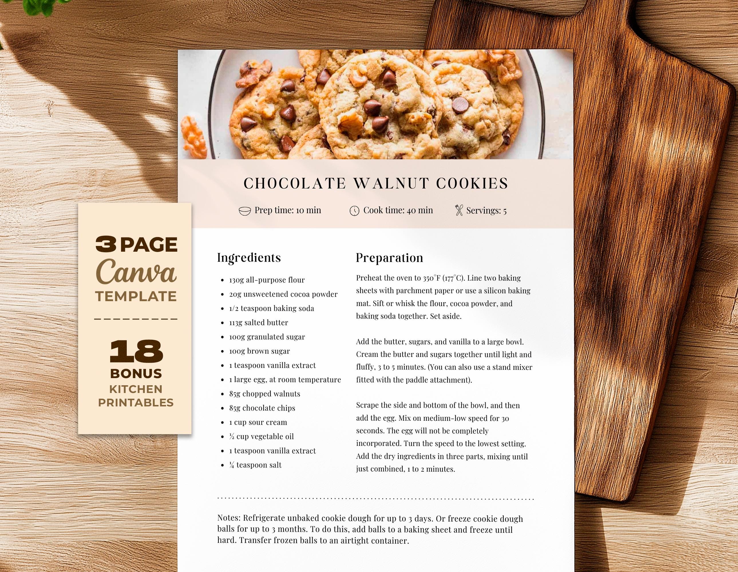 Editable Recipe Template: Minimalist Cookbook Design + Bonus Pages ...