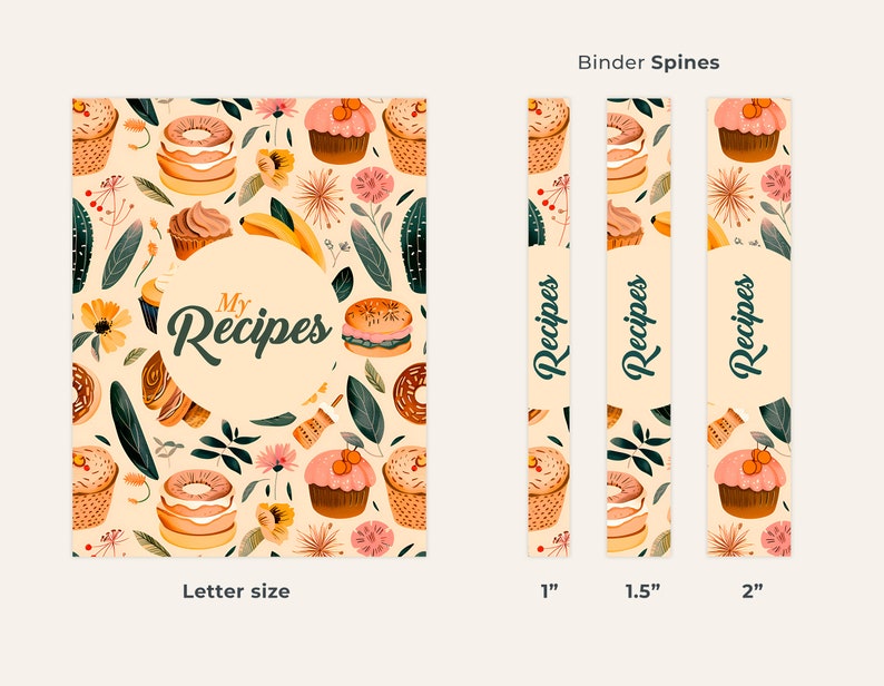 Recipe Binder Cover + Bonus Recipe Template with a letter size format