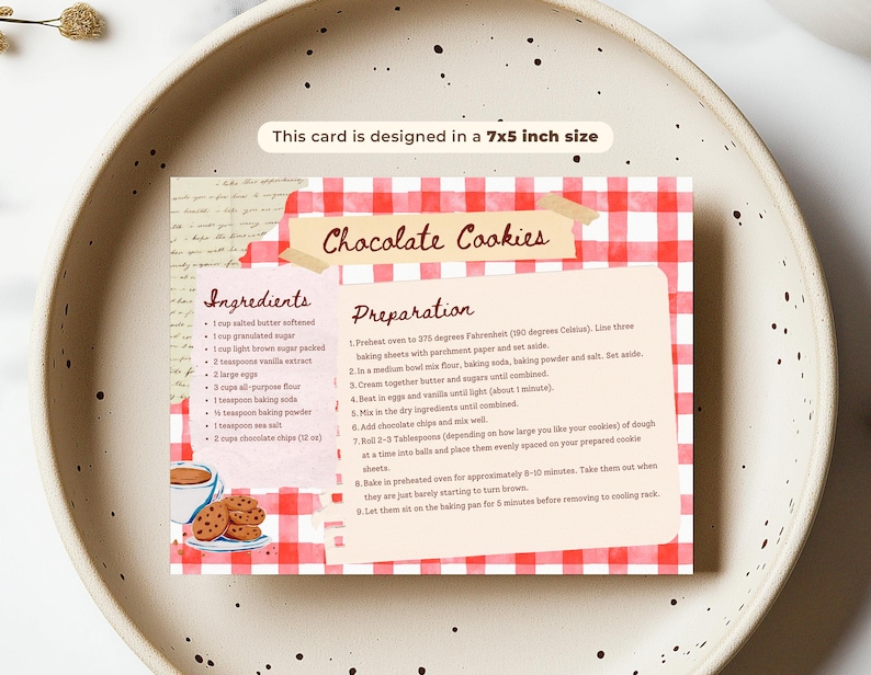 Rustic Recipe Pages Red Rustic Vintage Scrapbook Recipe Card 5x7, Editable Family Cookbook ...