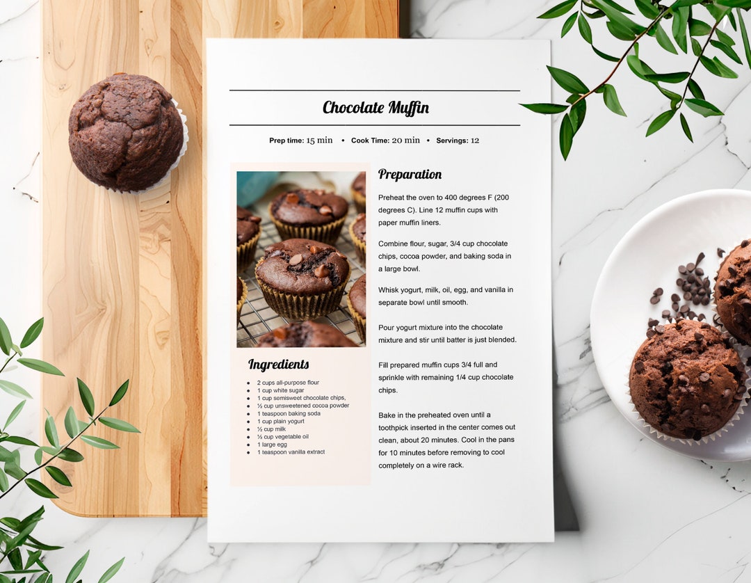Static Recipe Post Editable Recipe Template: Printable Recipe Book Page, MS Word & Google ...