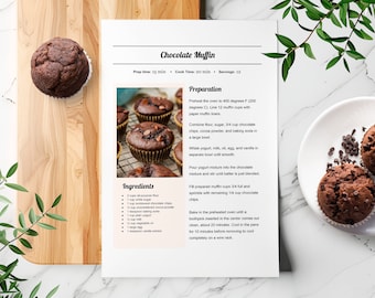 Redigerbar receptmall: Utskrivbar receptboksida, MS Word och Google Docs (digital nedladdning)