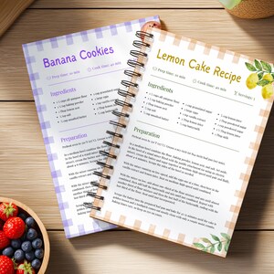 Vintage Farmhouse Editable Recipe Template with Canva | Custom Recipe Book Page, Cottagecore Recipe Template, Cookbook Recipe Template
