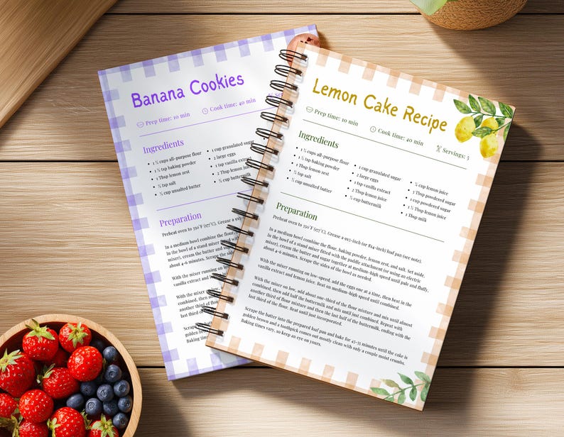 Vintage Farmhouse Editable Recipe Template with Canva | Custom Recipe Book Page, Cottagecore Recipe Template, Cookbook Recipe Template