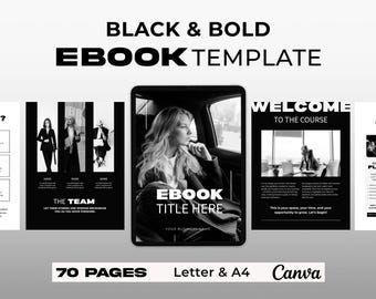 白黒電子書籍Canvaテンプレート：70ページのビジネスコーチワークブック（デジタルダウンロード）