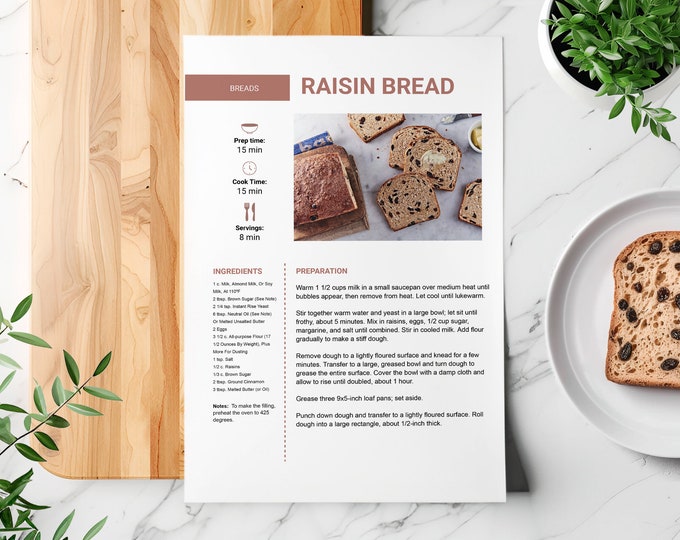 Editable Recipe With MS Word, Google Docs, and Canva Recipe Template, Printable Recipe, Editable ...