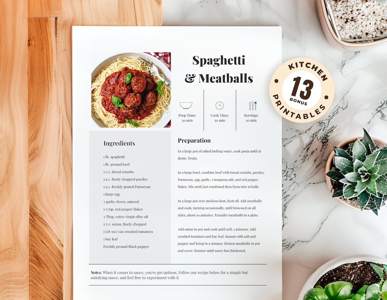 Format Recipe Menu Printable Recipe Template: Editable Recipe Book Page, MS Word & Google ...
