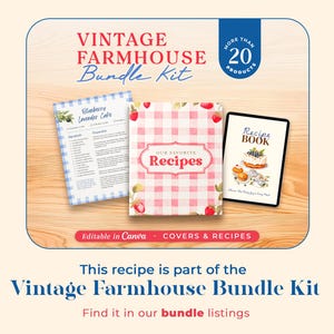 Vintage Farmhouse Bundle kit, Canva Recipe Template