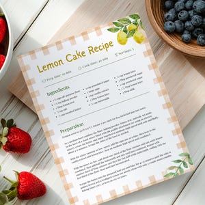Vintage Farmhouse Editable Recipe Template with Canva | Custom Recipe Book Page, Cottagecore Recipe Template, Cookbook Recipe Template
