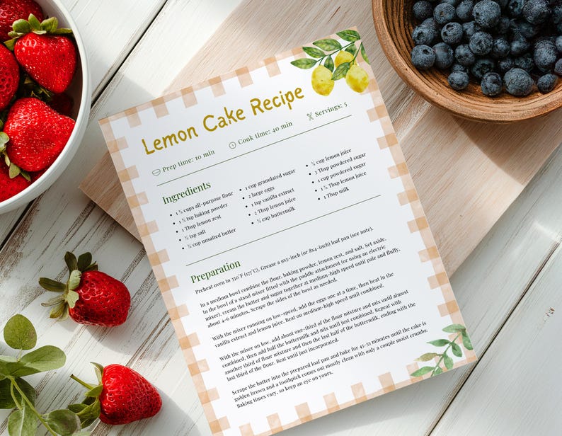 Vintage Farmhouse Editable Recipe Template with Canva | Custom Recipe Book Page, Cottagecore Recipe Template, Cookbook Recipe Template
