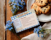 Editable Family Recipe Card 5x7, Vintage Blue Scrapbook Card (Canva Template)