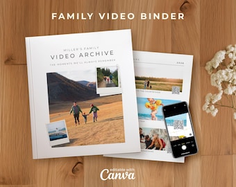 Family Video Archive Binder Template, Editable Canva Photo or Video Book, QR Code Link Access