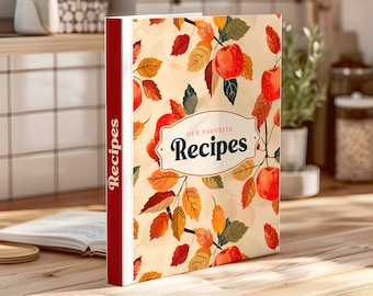 Recipe Binder Cover + Bonus Recipe Template - Apples Binder Kit, Recipe Book Cover, Binder Spine and Dividers, Printable PDF