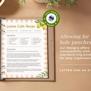 Vintage Farmhouse Editable Recipe Template with Canva | Custom Recipe Book Page, Cottagecore Recipe Template, Cookbook Recipe Template