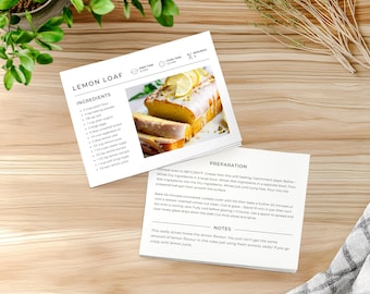 Plantilla de Canva para tarjeta de recetas minimalista: editable, 5x7, doble cara (descarga digital)