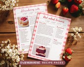Canva Editable Farmhouse Recipe Pages | Vintage Cottagecore Kitchen Custom Cookbook Page (Digital Download)
