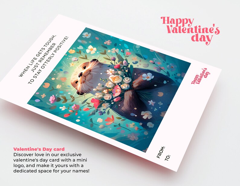 Happy Otter Printable Card Collection For, Valentine's Day, Anniversary ...
