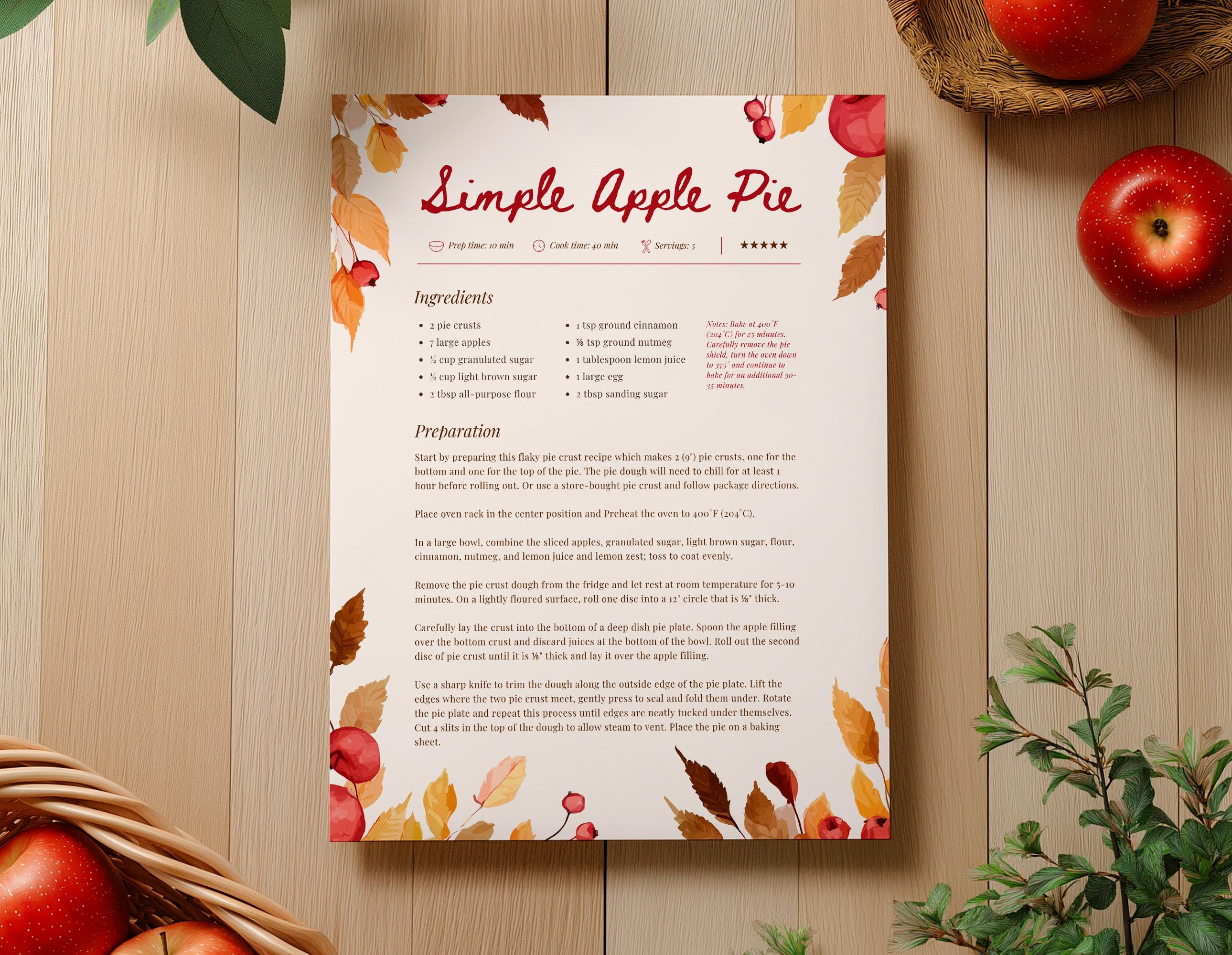 Vintage Thanksgiving Recipe Template: Canva Editable Autumn