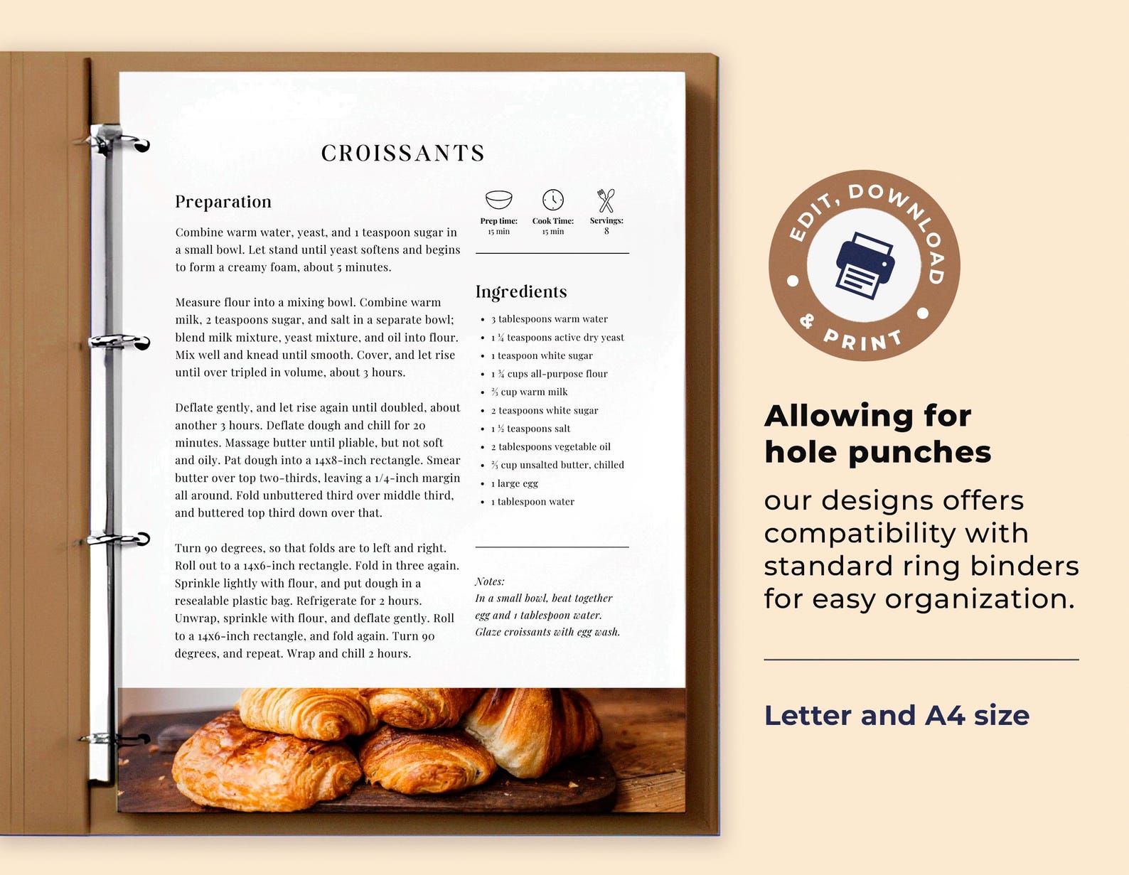 Editable Canva Recipe Template Printable Minimalist Recipe Editable
