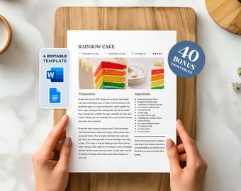 Editable Recipe Template: Printable Recipe Book Page, MS Word & Google Docs (Digital Download)