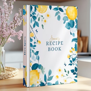 Capa para fichário de receitas de flores | Capa para livro de receitas com nome personalizado, fichário de receitas de família, capa para livro de receitas, fichário de livro de receitas com modelo Canva