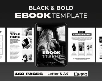 Modèle de livre numérique noir et blanc sur toile : 160 pages de classeur pour coach de vie et entreprise (téléchargement numérique)