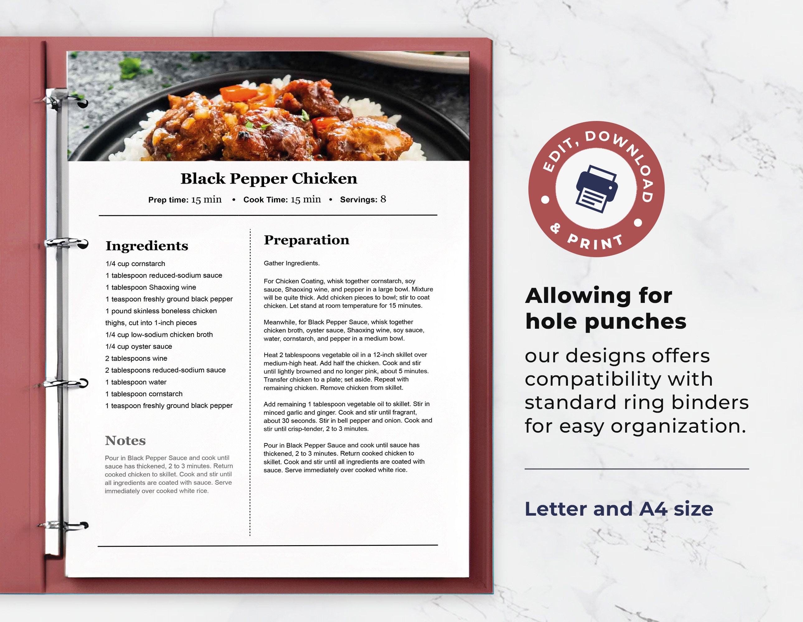 Editable Recipe Template Google Docs, MS Word and Canva Recipe Template, Printable Recipe ...