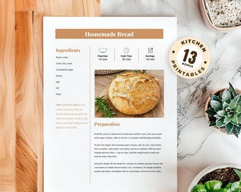 Editable Recipe Template: Minimalist Recipe Book Page, MS Word & Google Docs (Digital Download)