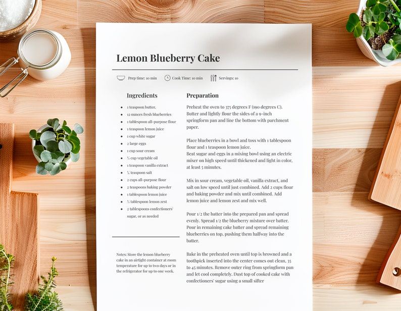 Editable Recipe with MS Word and Google Docs Recipe Template
