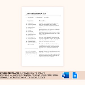 Editable Recipe Template with 1 designs