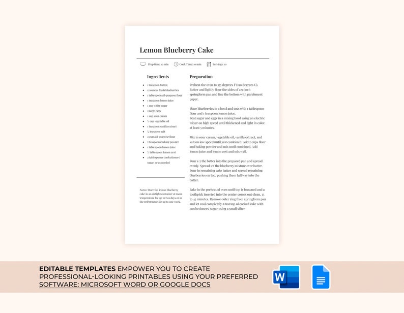 Editable Recipe Template with 1 designs